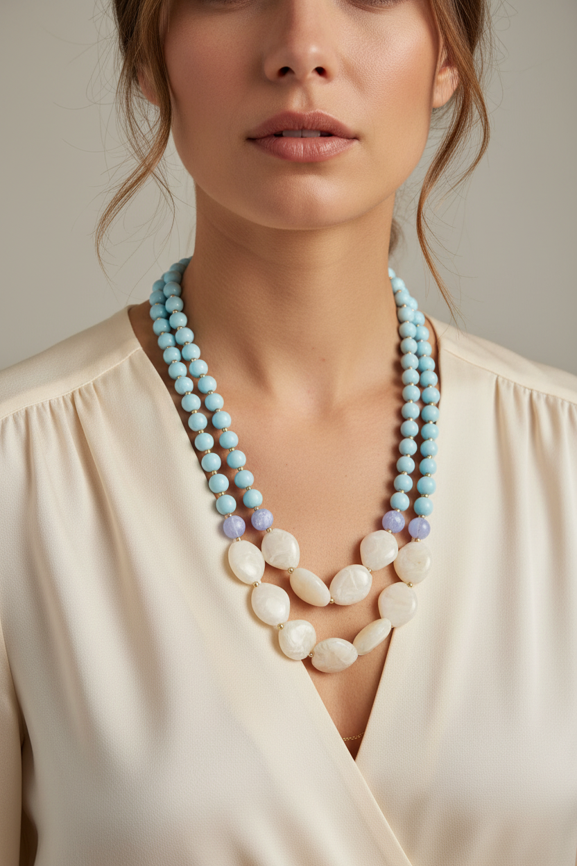 Collana doppio filo con modella smart