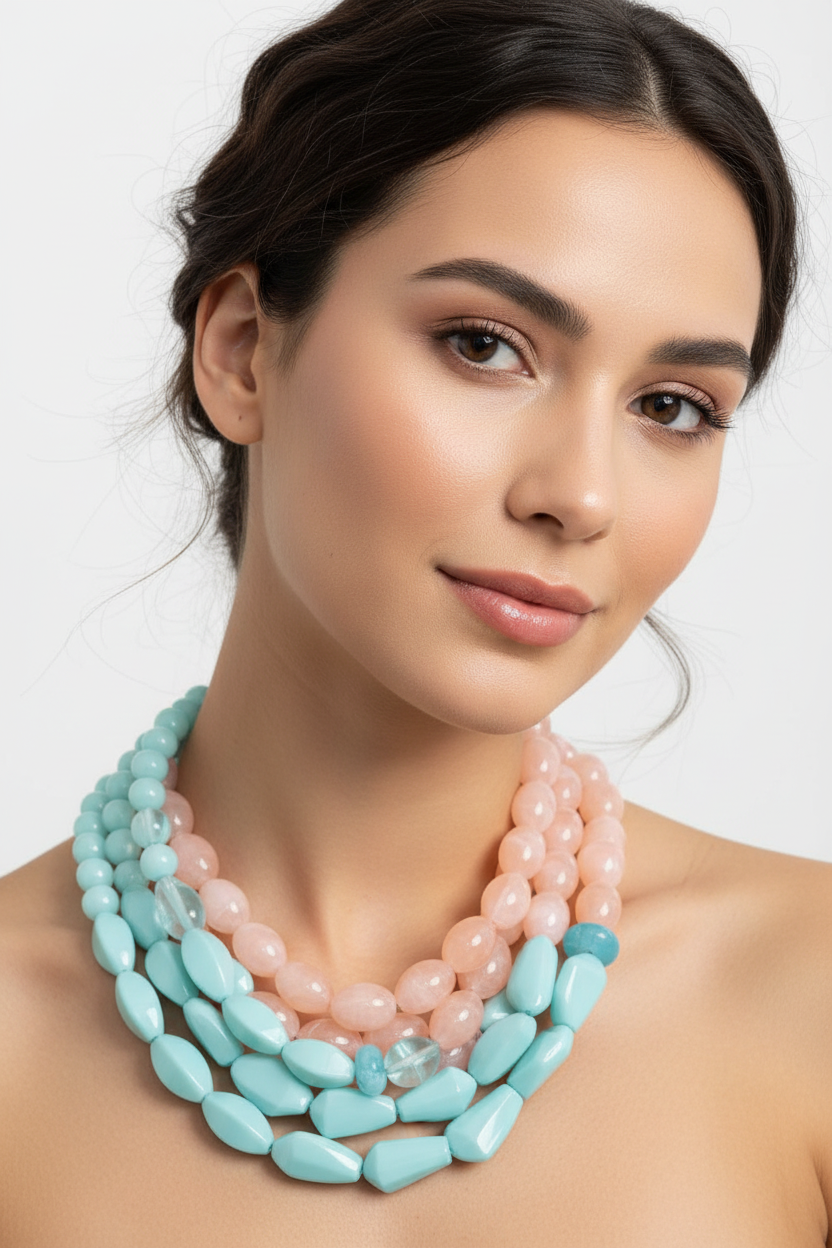 Collana Mya Rosa Turchese - Modella