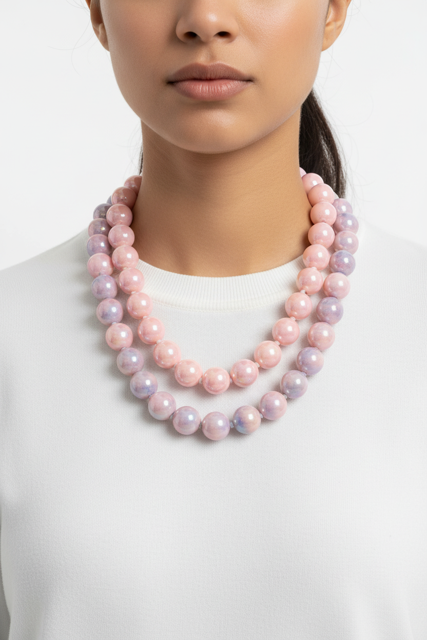 Collana perle rosa lilla stile moderno
