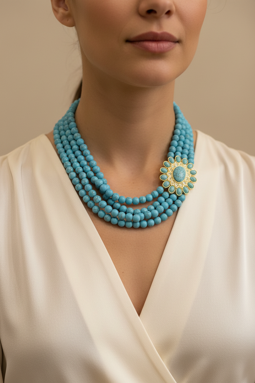Collana turchese con modella smart
