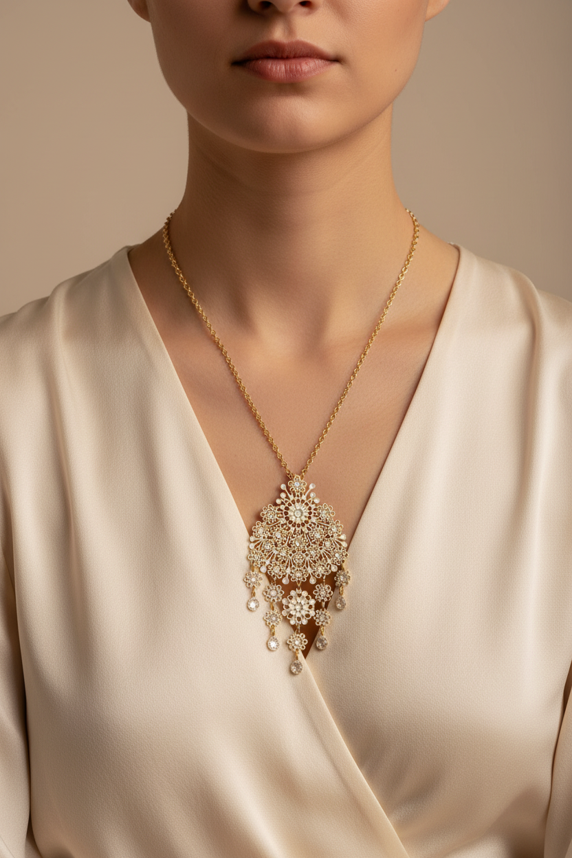 La Griffe Collana Chandelier con modella