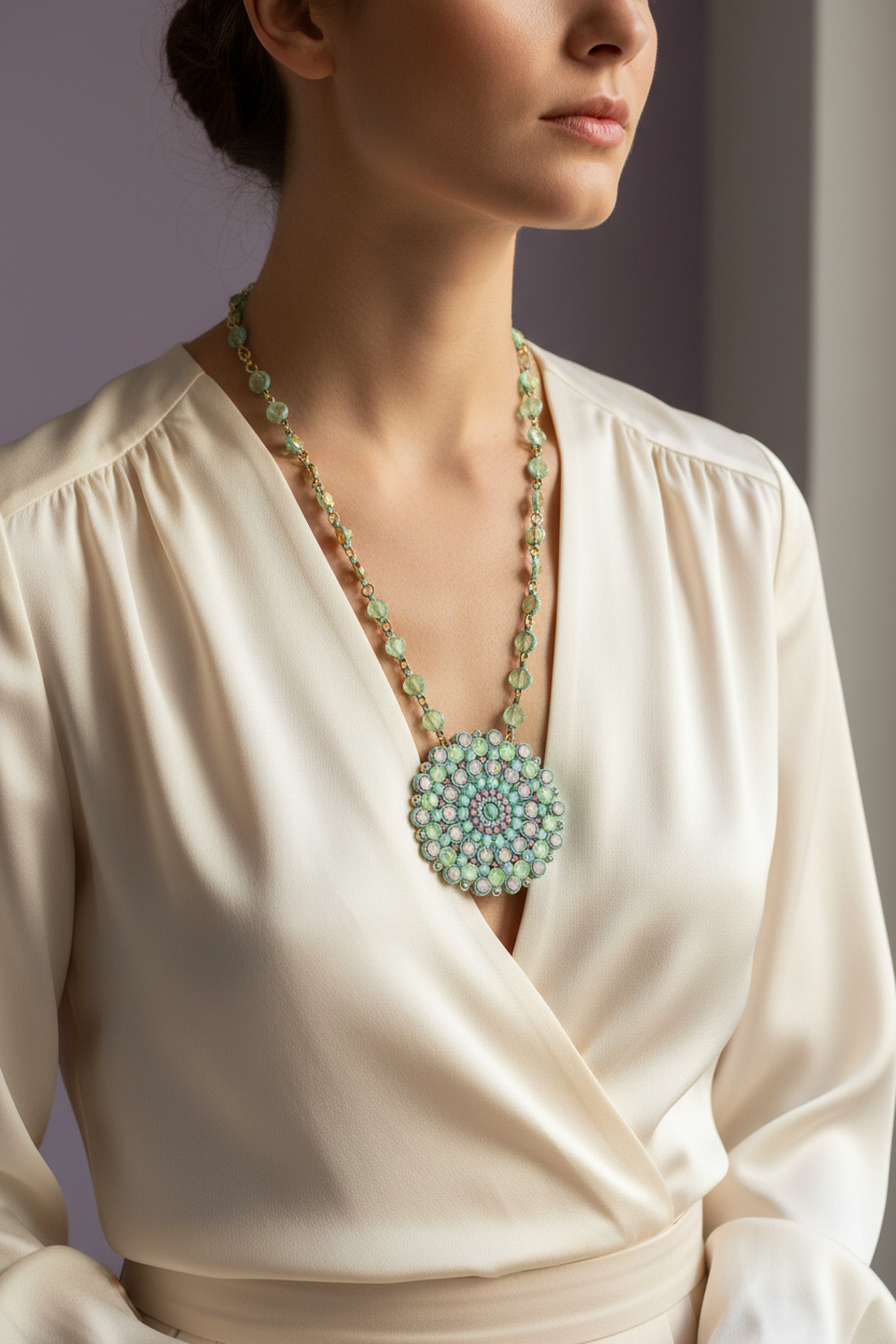 La Griffe Collana Mandala Turchese con modella