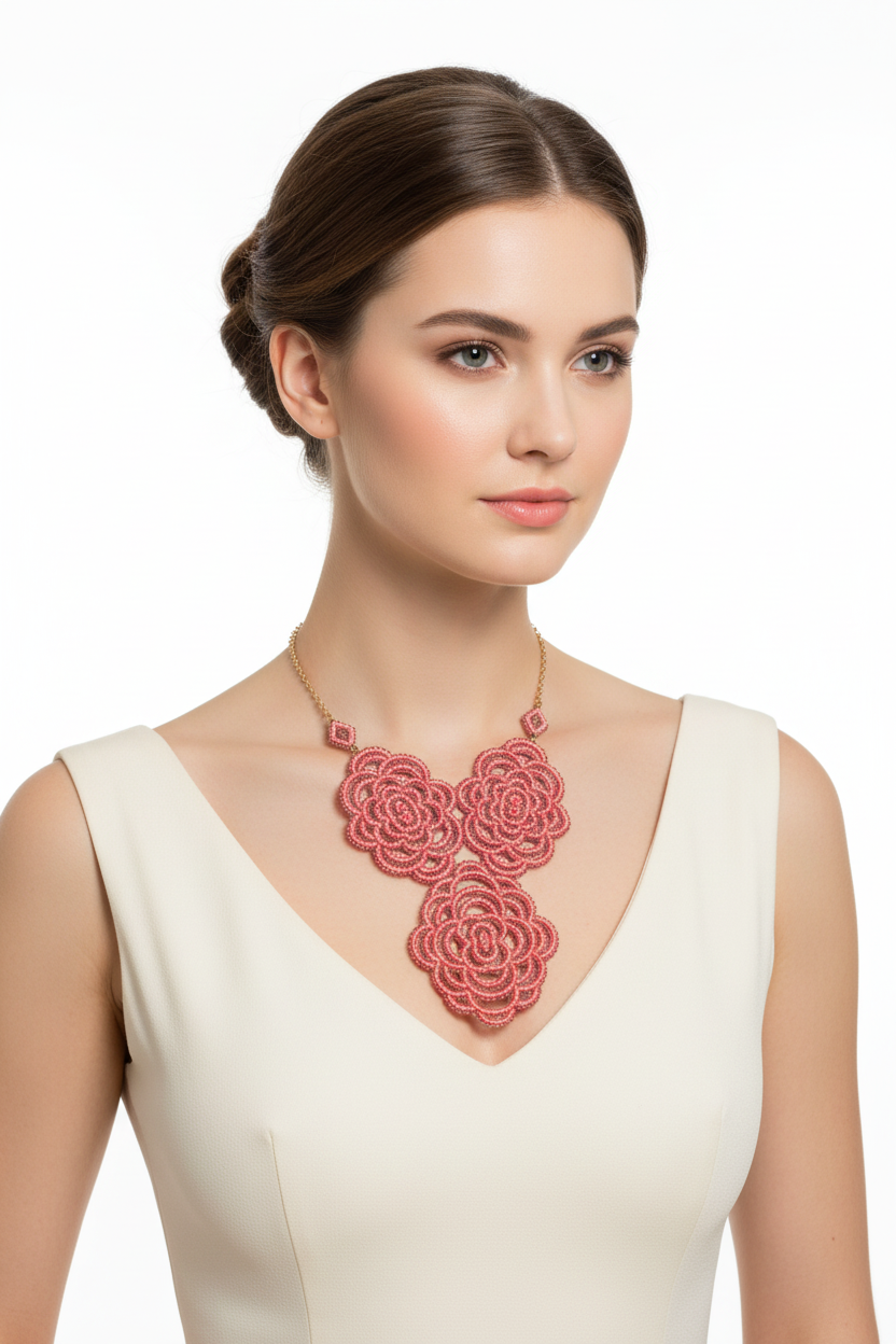 LA GRIFFE Collana Rose - modella mezzo busto