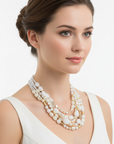 MYA Collana Multifilo Bianco Avorio - modella