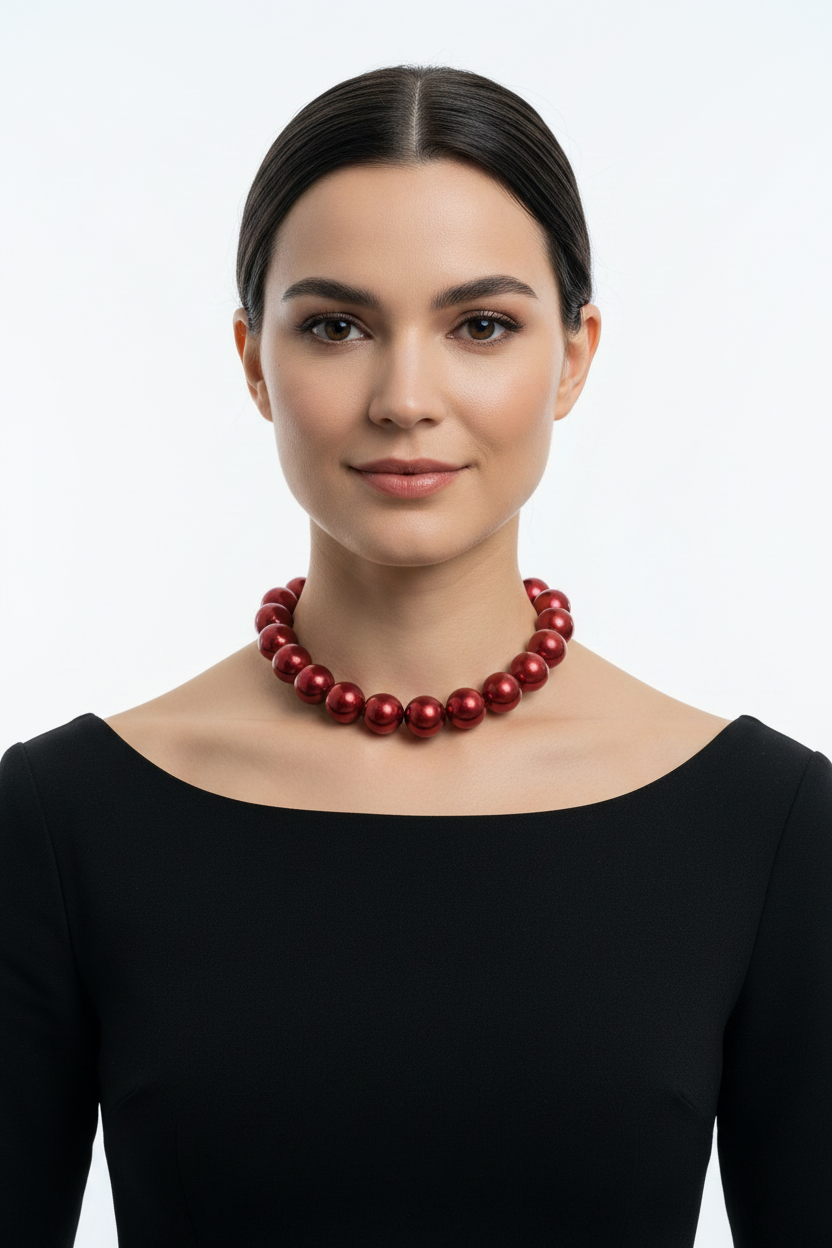 MYA Collana Perle Rosse - modella