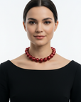 MYA Collana Perle Rosse - modella